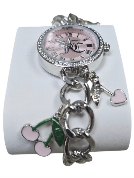 Juicy Couture Silver Charm Bracelet Watch with Pink Dial main image 8